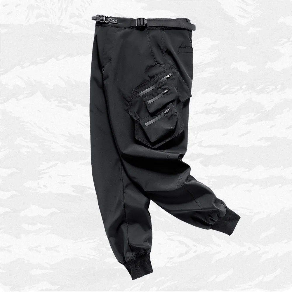 Casual Sports Pants Multi-pocket Functional Hip Hop Cargo Pants Paratrooper Tactical Techwear Adjustable Waistband Men Street Trousers