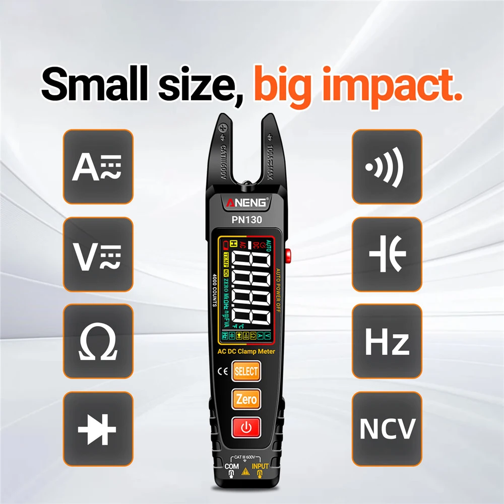 Intelligent Digital Clamp Meter 4000 Counts AC/DC Voltage Current Protable Multimeter Capacitance Resistance Testers PN130