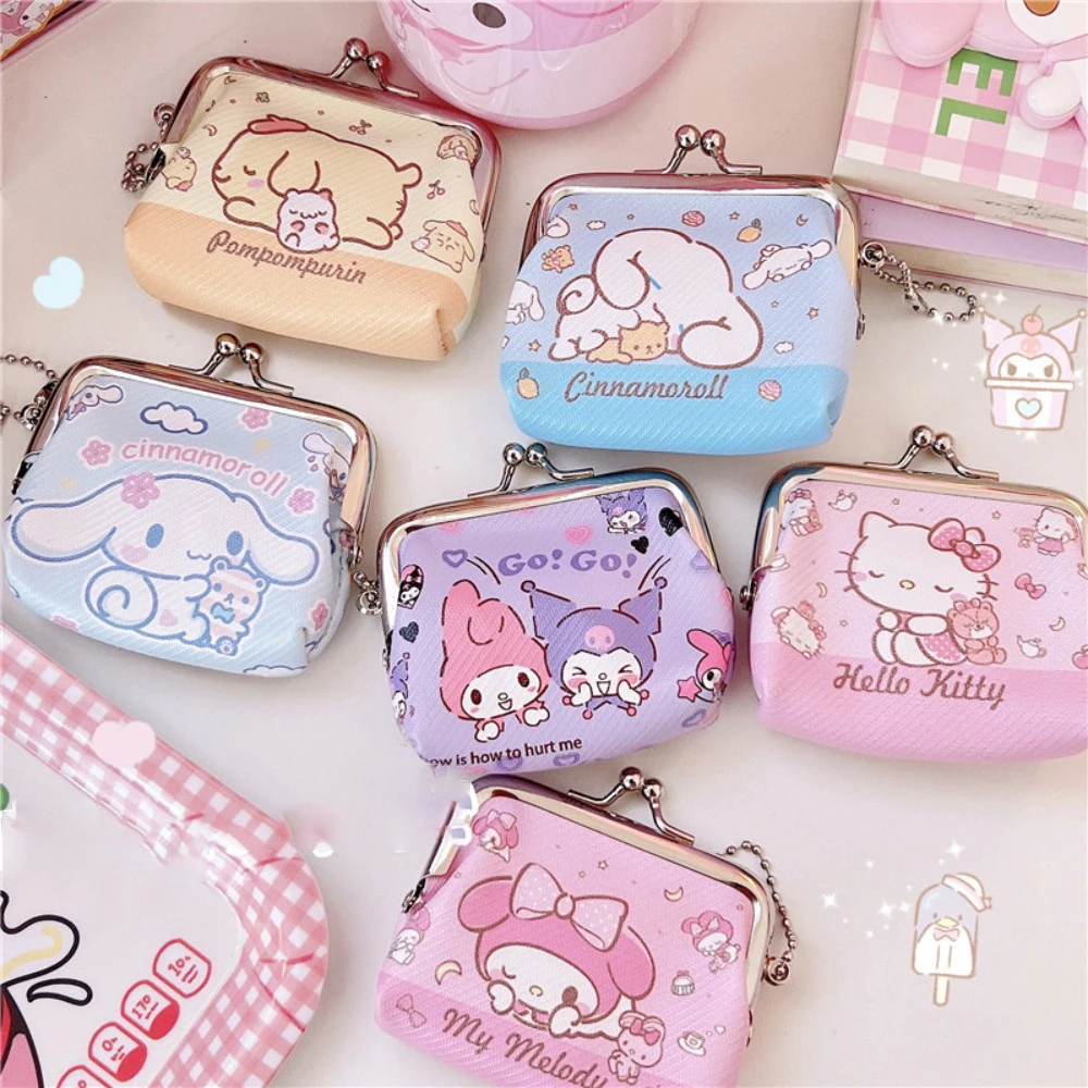 

Sanrio Kawaii Cute PU Leather Mini Cinnamon DogKuromi My Melody Coin Purse Headphones PortableSmall Pendant Christmas Gift