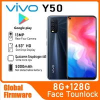 VIVO Y50 Global Firmware mobile phone Snapdragon 665 Octa Core 6.53" 5000mAh 8GB 128GB 16.0MP Cameras Used Phone 1