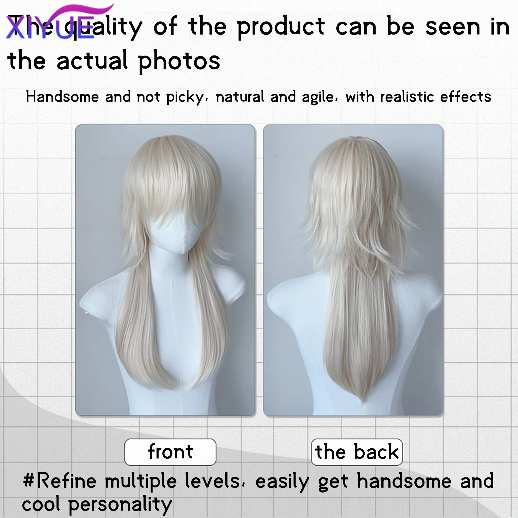 Black golden Short Wig Synthetic High Temperature Wig Men's Wigs for Cosplay Anime Party Daily Wig Realistic Natural Hair