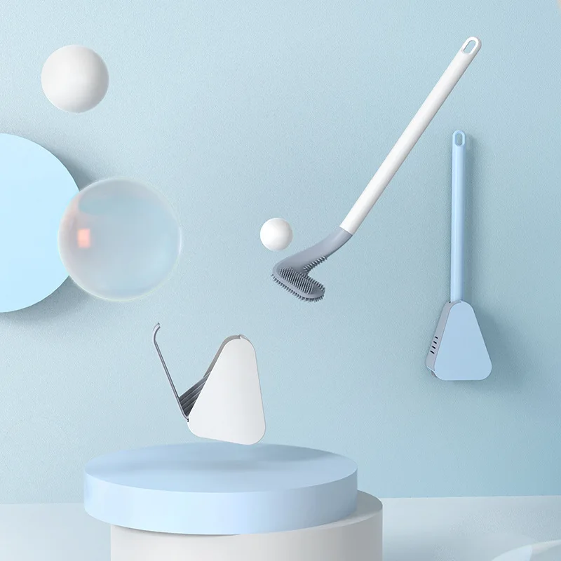 TPR Silicone Toilet Brush With Quick Drying Holder Long Handle Toilet Bowl Cleaner Bathroom Cleaning Tool