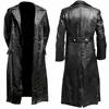 MEN'S GERMAN CLASSIC WW2 MILITARY UNIFORM OFFICER BLACK  LEATHER TRENCH COAT 2