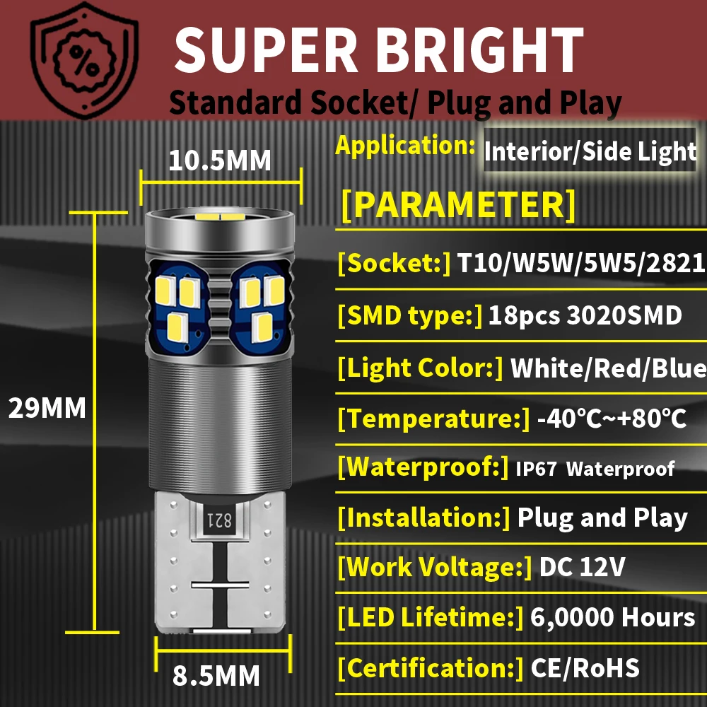 2x LED Parking Light Bulb W5W T10 Canbus For Mercedes Benz W211 W212 A207 C207 S211 S212 W220 W221 C216 W163 W164 W166 W251 E S