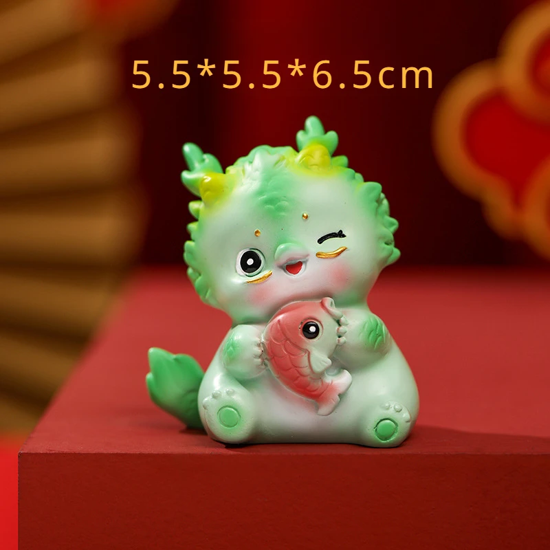 

1pc Zodiac Gathering Treasure Dragon Ornaments Chinese-style Handicraft Gift Chinese New Year Decorations (Green)