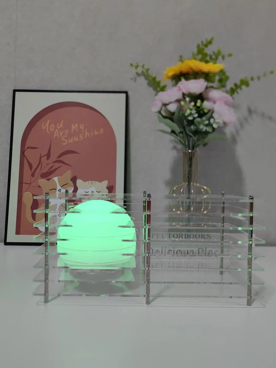 RGB 16 Colors DIY Lamp Desk Acrylic Moon Ambient Light Nordic Style Cordless Rechargeable Bedroom Lamp Indoor Decoration 30*15cm