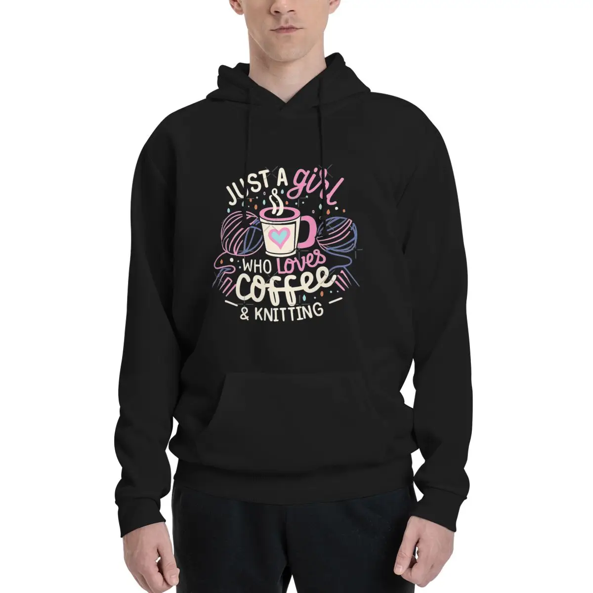 

Just A Girl Who Loves Coffee And Knitting Polyester Hoodie Men's Women's Sweater Size XXS-3XL