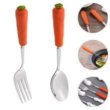 

Kid Fork with Spoon Stainless Steel Kid Tableware Kid Flatware for Daily Use