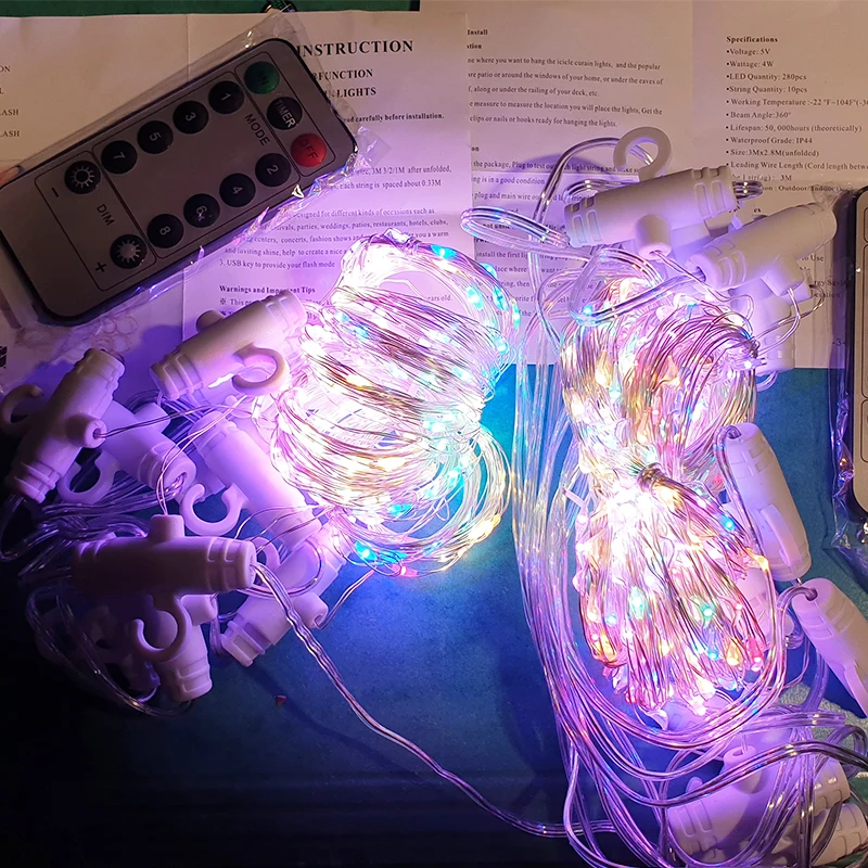 妖精のライトイルミネーション カーテンライト飾りライト9 LED 妖精カーテンライト リモコン付き 壁装飾 寝室用 トゥインクル