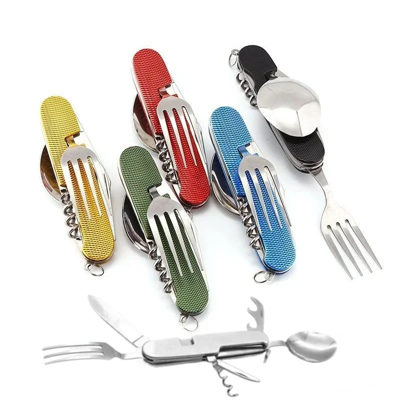 Foldable Camping Utensil Set – Multi-Functional Knife, Fork & Spoon 1