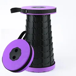 Compact and Colorful Portable Folding Stool for Travel and Outdoor Use (Purple black)