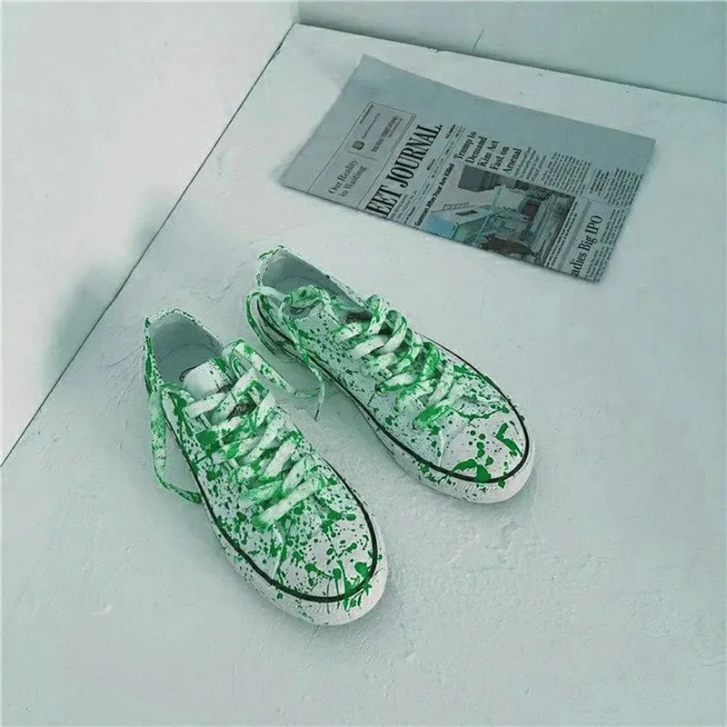 Blood Graffiti Canvas Shoes Punk Street Ladies Multiple Colour Graffiti Sneakers Shoes Spring Ins Unisex Women Vulcanized women shoes casual sneakers women sneakers