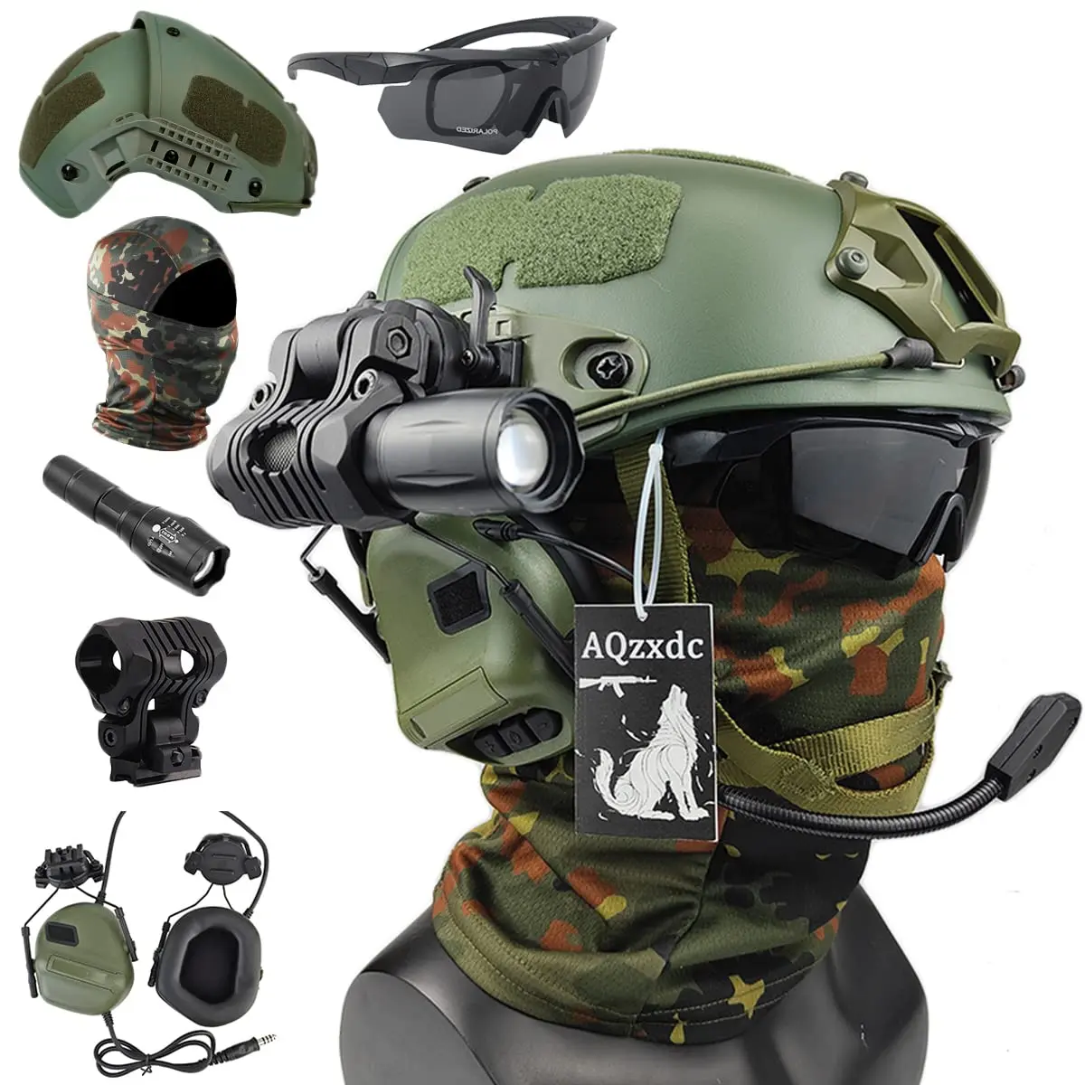 Casco Protettivo Tattico Da Softair Con Occhiali Di Sicurezza Divisi In - Foto 9