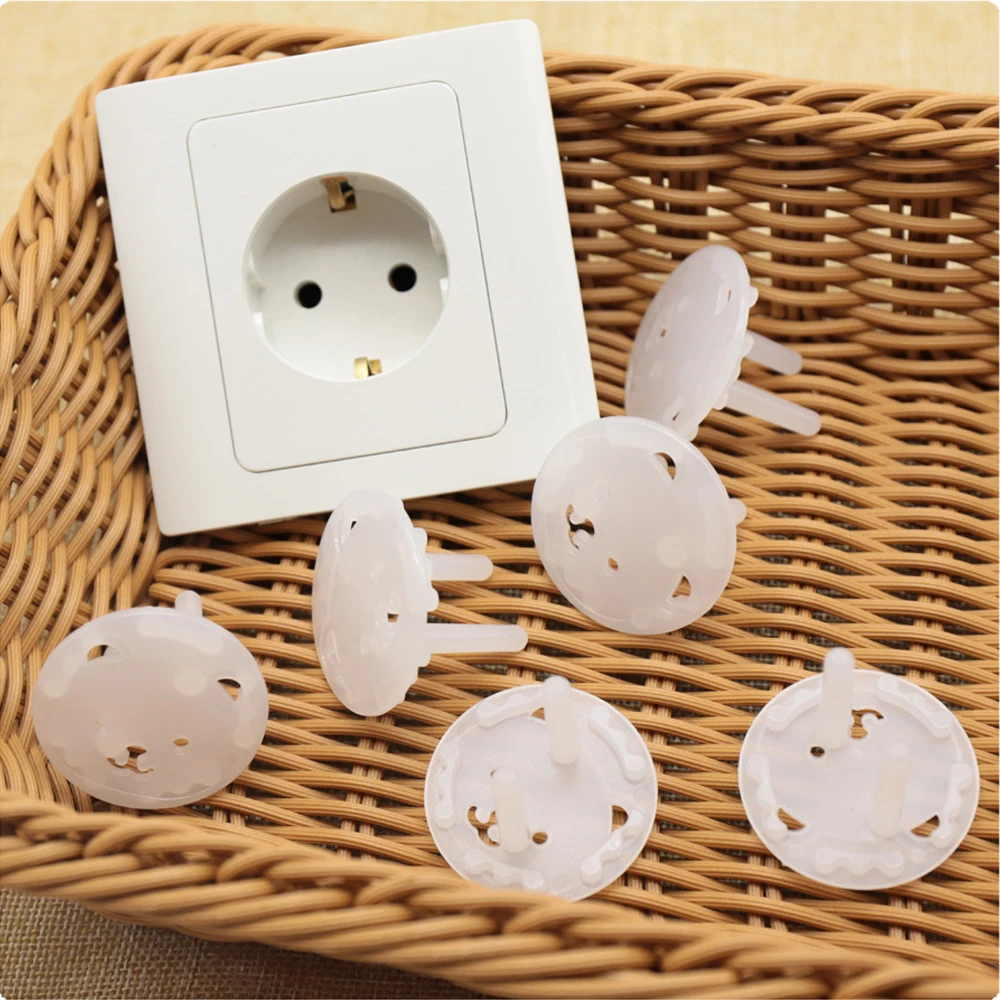 4-12pcs Bear Shape EU Power Socket Protector Baby Child Electrical Outlet Safety Guard Protection Anti Electric Shock Plug Cover