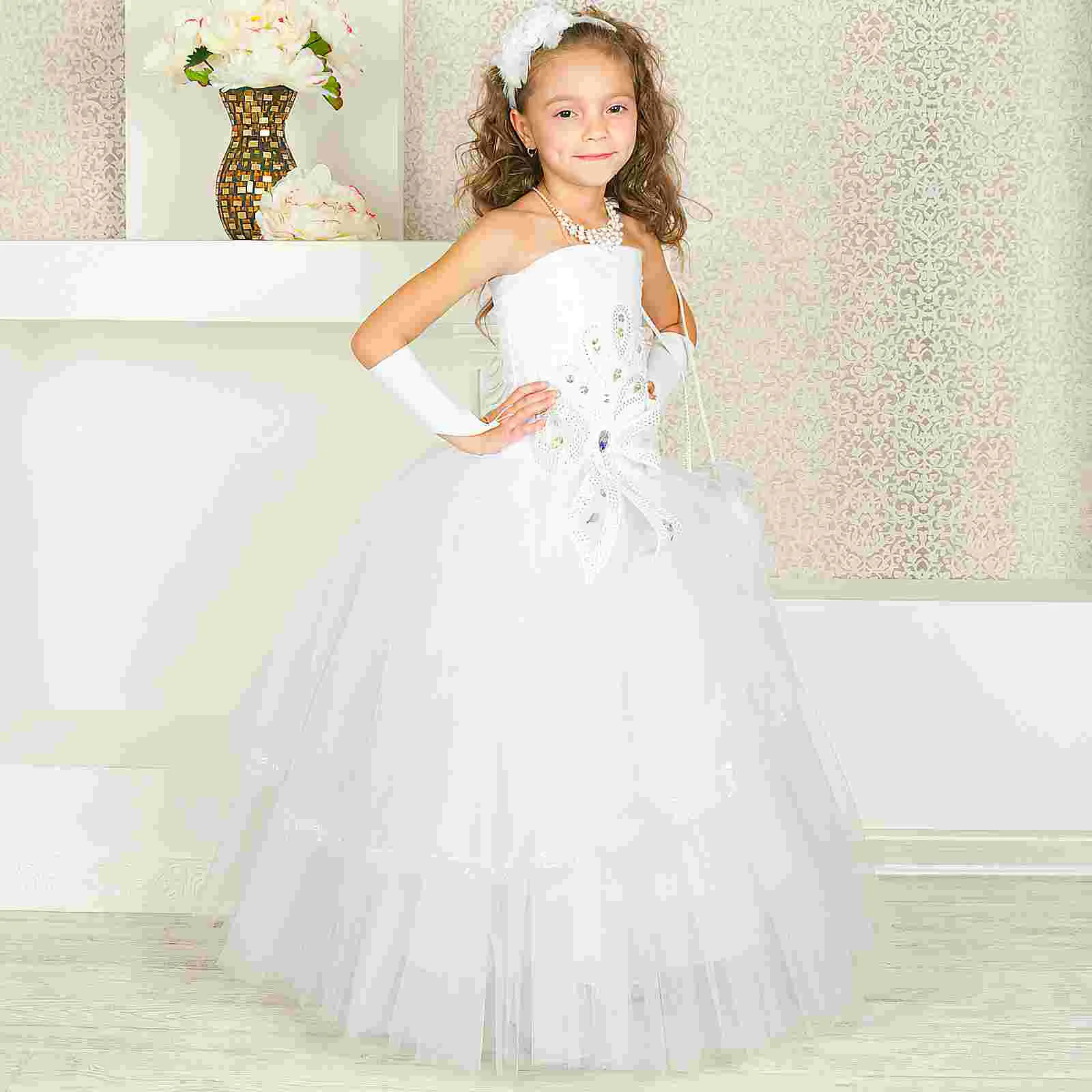 Baby Princess Dresses Crinoline Underskirt SkirtWomen' Flower Women' Half Dress Hoop Kids Gown For White