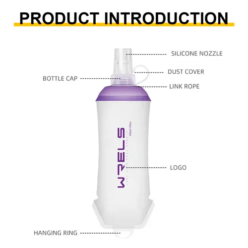 WRELS Foldable Silicone Soft Flask Water Bottle for Outdoor Sport  Running Camping Folding TPU Soft Flask Water Bag BPA Free - Image 4