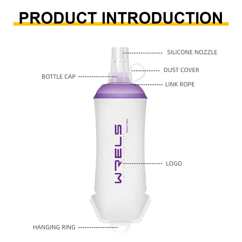 WRELS Foldable Silicone Soft Flask Water Bottle for Outdoor Sport  Running Camping Folding TPU Soft Flask Water Bag BPA Free - Image 4