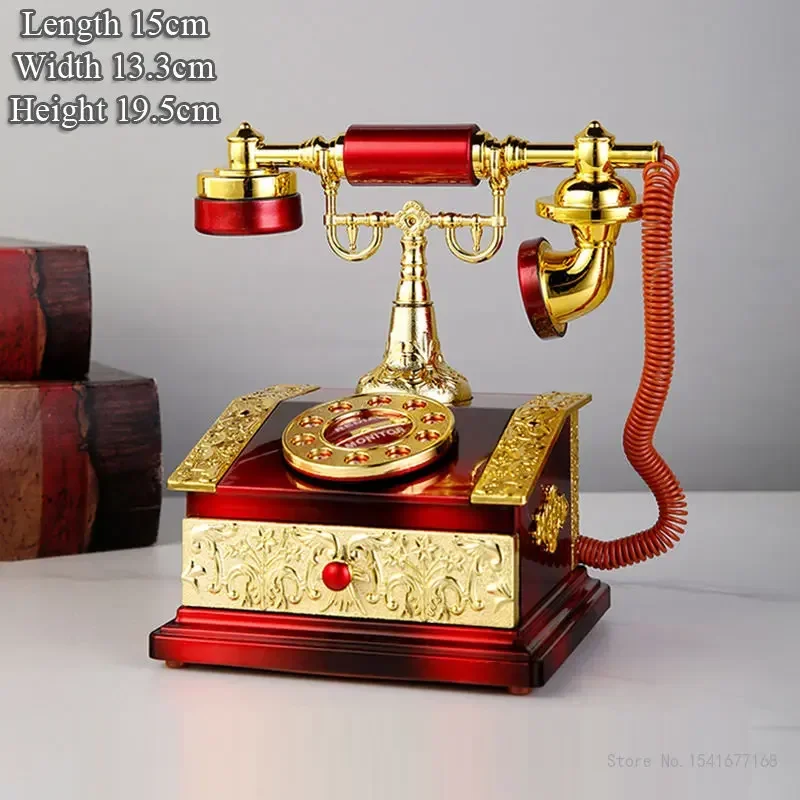 European vintage plastic dial telephone music box creative home living room bedroom study decor telephone sculpture decoration