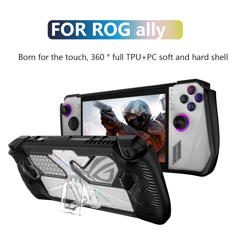 2-in-1 휴대용 콘솔 케이스 커버, 화면 보호기 포함, Asus ROG ALLY 충격 방지 보호 케이스, 보호 강화 유리