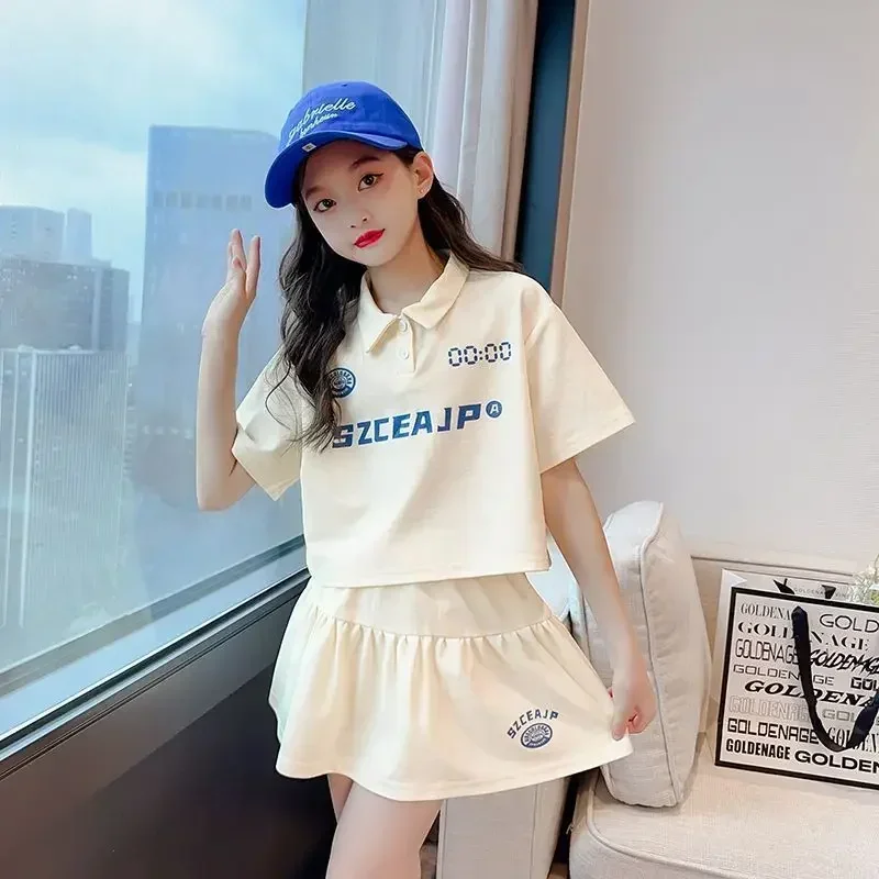 여아용 캐주얼 한국 스타일 폴로 셔츠 및 스커트, 10 대 INS 레저 복장, 스..
