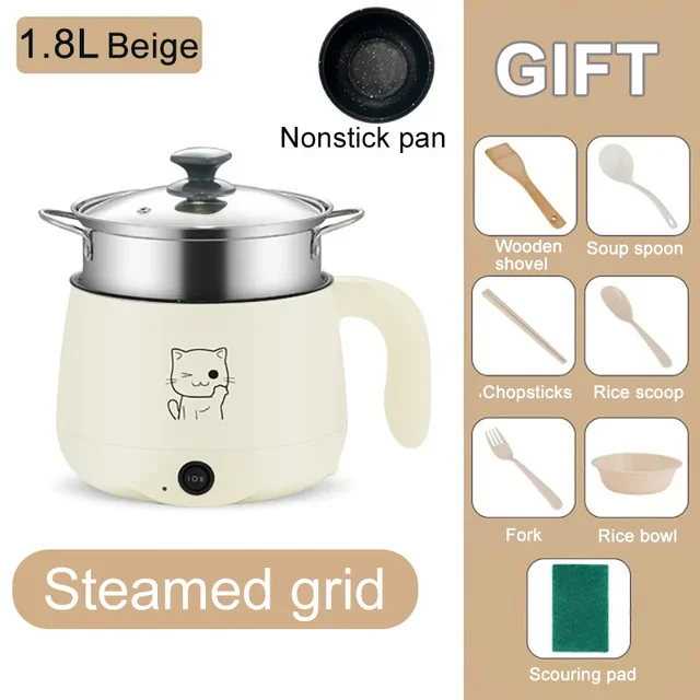 Electric Cooking Machine 220V Household Hot Pot Rice Cooker Non-stick Pan Multi-function 6
