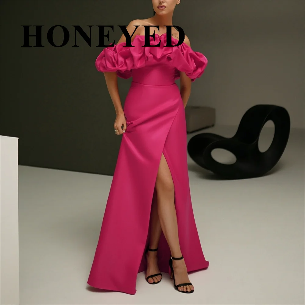 

Honeyed Satin Prom Dresses Elegant Lavander Prom Dress Mermaid Satin Evening Gowns Off The Shoulder Party Graduation Dresses