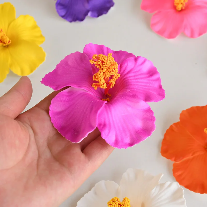 5/10Pcs 10cm Hibiscus Flower Hawaiian Party Summer Beach Birthday Table Decoration Wedding Artificial Flower DIY Hair Decor Gift