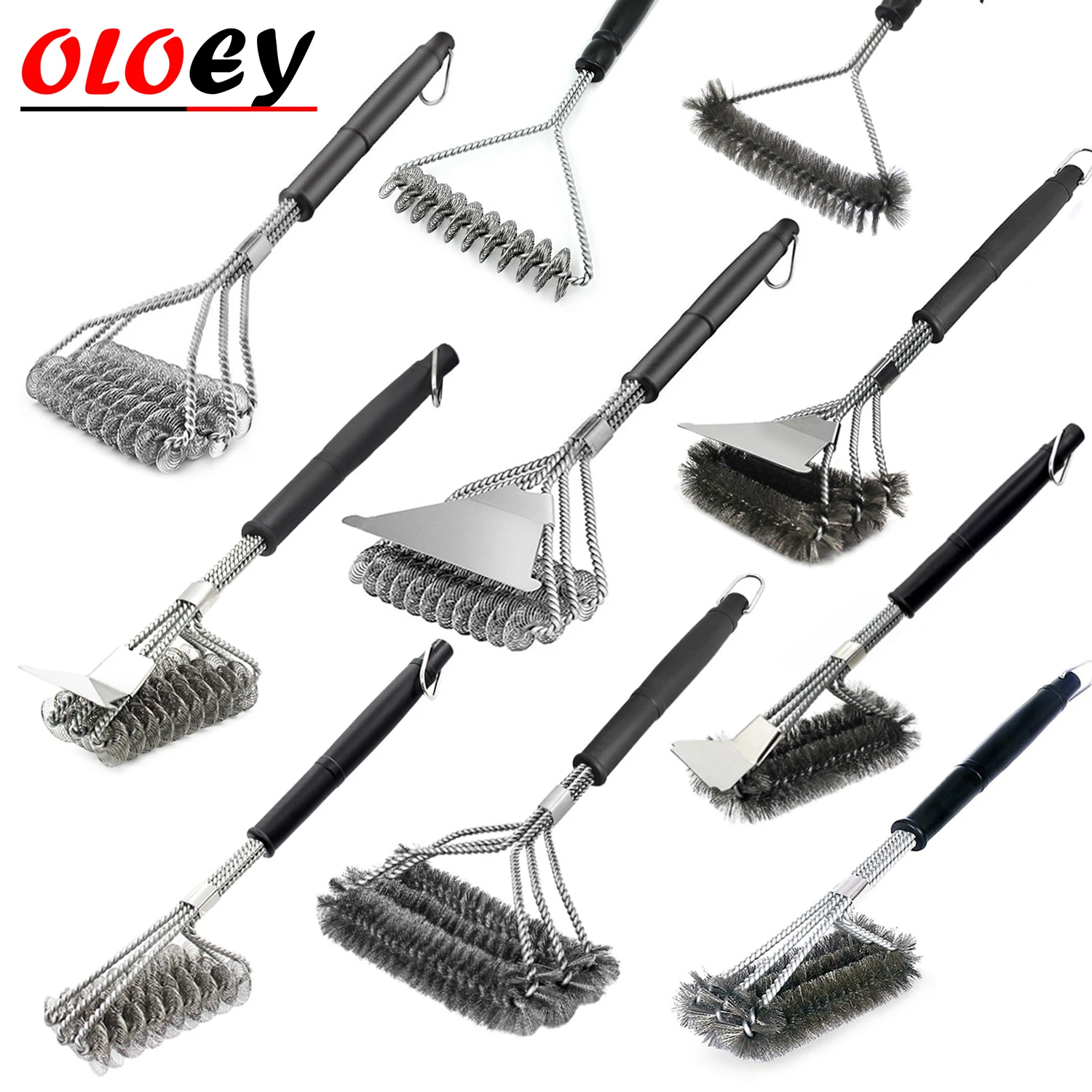 Barbecue Cleaning Brush Grill Brush Stainless-Steel Grates Scraper Tools  Bristle Free BBQ Replaceable Scraper Cleaning Head - AliExpress