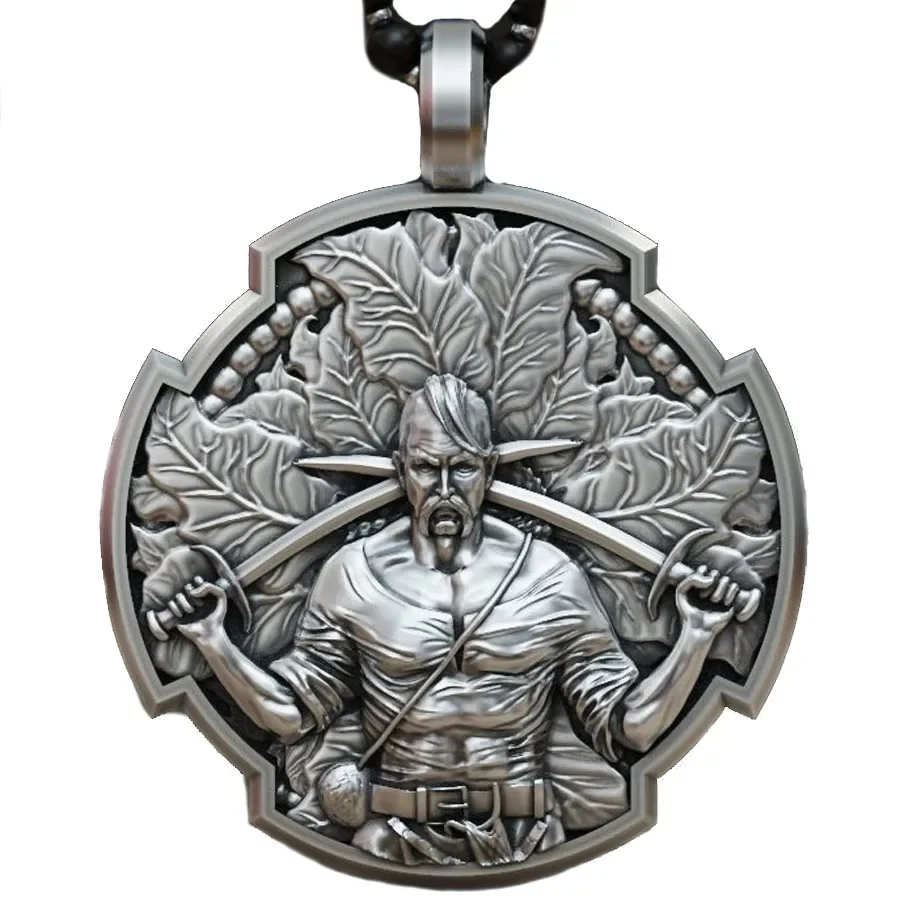 15g Cossack Warrior Prayer Amulet Art Relief Mens  Customized 925 SOLID STERLING Silver Pendant