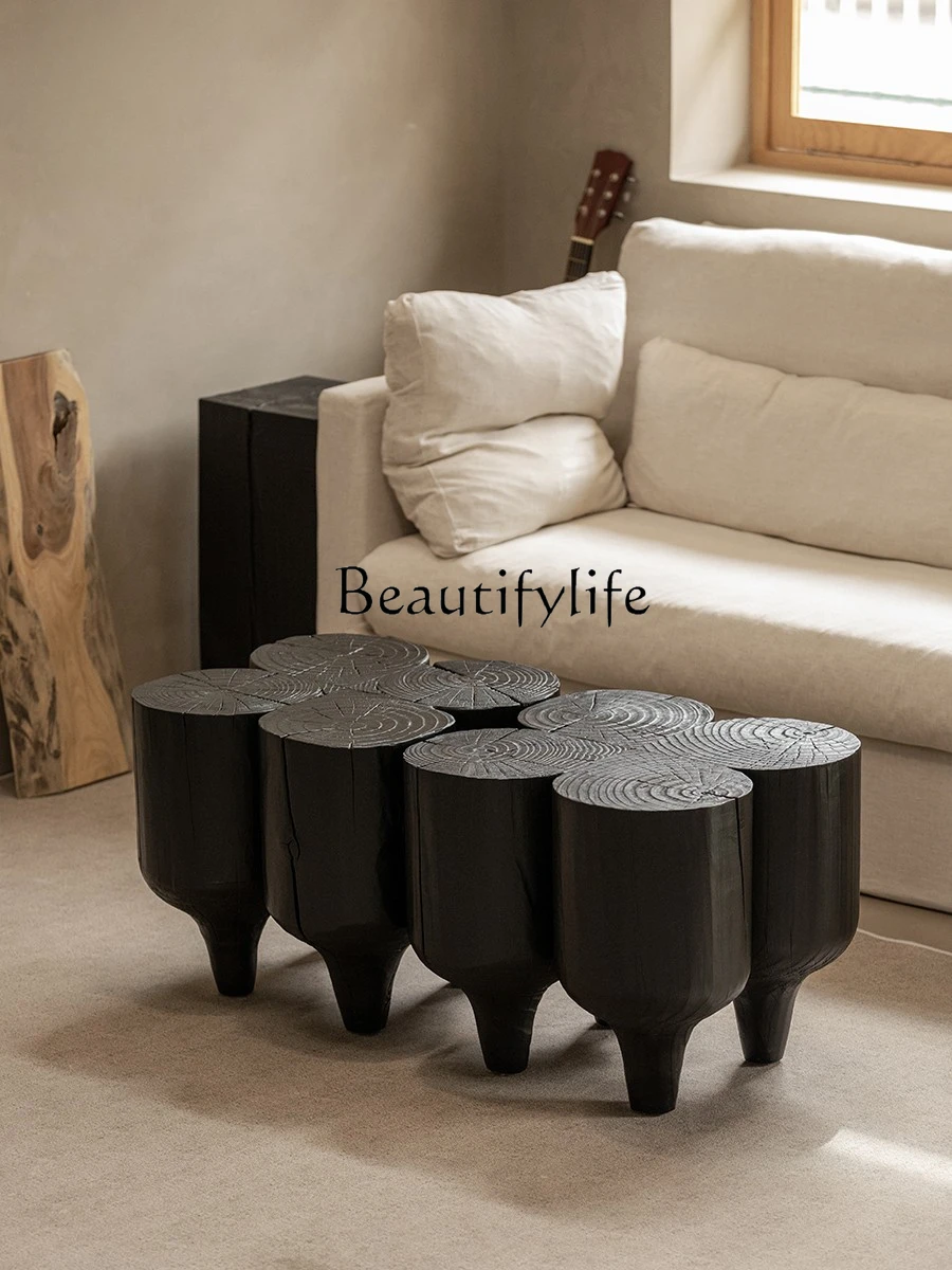 

Original Household Wooden Pier Carbonized Root Carving Tea Table