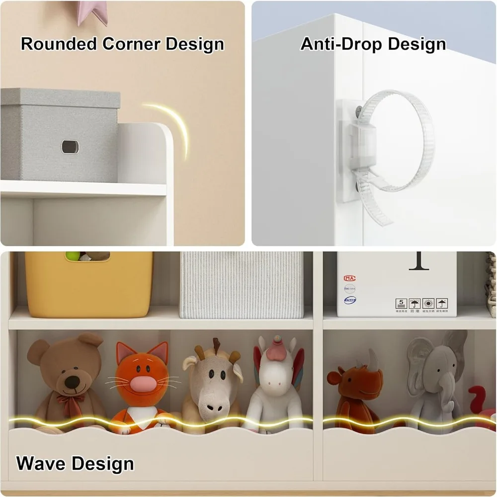 Kids Bookshelf and Toy Storage-Classroom Toy Storage Organizer with 10 Cube, Kids Bookshelf Bookcase for Living Room