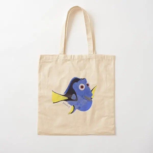

Акварельная хлопчатобумажная Холщовая Сумка Dory, дорожная продуктовая сумка, Женская тканевая сумка на плечо, модная повседневная Складная дизайнерская сумка с принтом