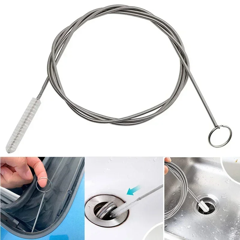 Long Flexible Refrigerator Drain Dredge Stainless Steel Kitchen Drain Tube Pipe Cleaning Brush Fridge Drain Hole Dredge Tool 2