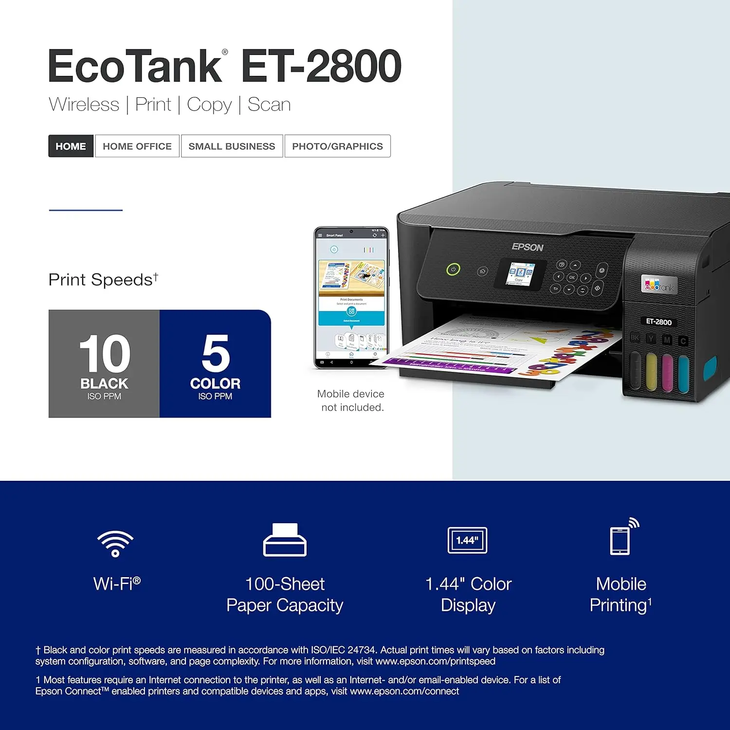 EcoTank ET-2800 Wireless Color All-in-One Cartridge-Free Supertank Printer with Scan and Copy â€“ The Ideal Basic Home- Black 4