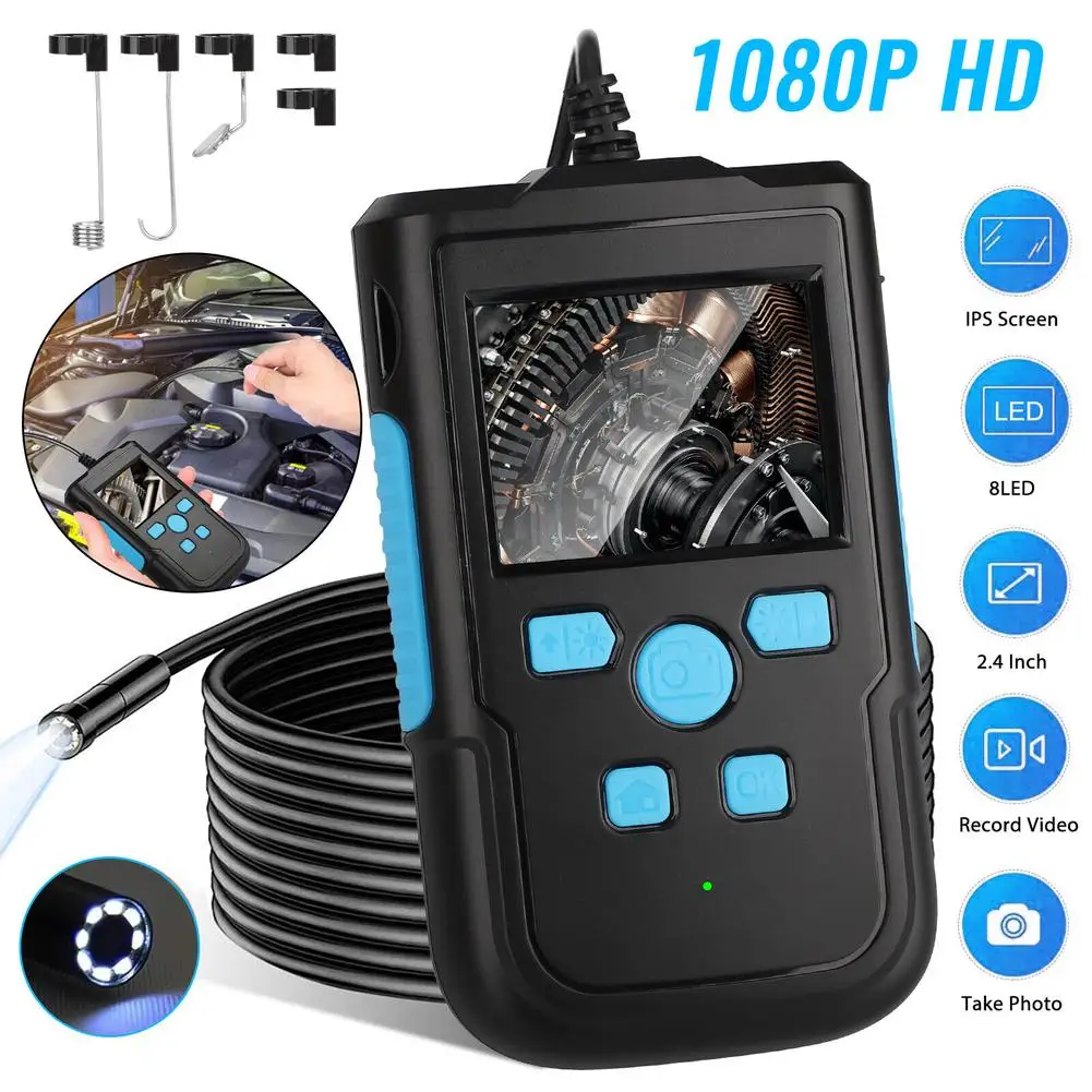 

1080P HD Industrial Endoscope Camera 2.4-inch Screen Pipeline Borescope Video Camera Flaw Inspection Tool 2M Inspecting Cable