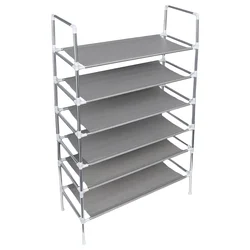 Zapatero de hierro para el hogar, estante organizador de Metal multicapa para zapatos, estante de seis niveles con mango