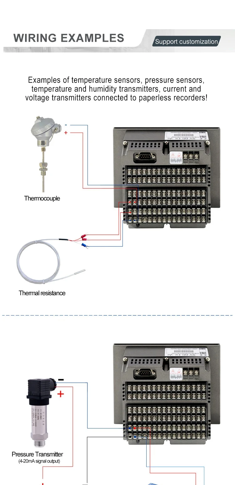 R7100 7 Inch Paperless Recorder RS485 1-16CH Temperature Pressure Current Voltag
