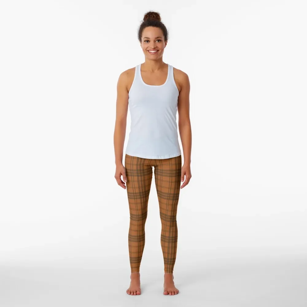 Brown Plaid Leggings Women's fitness Training pants Sportswear woman gym Womens Leggings