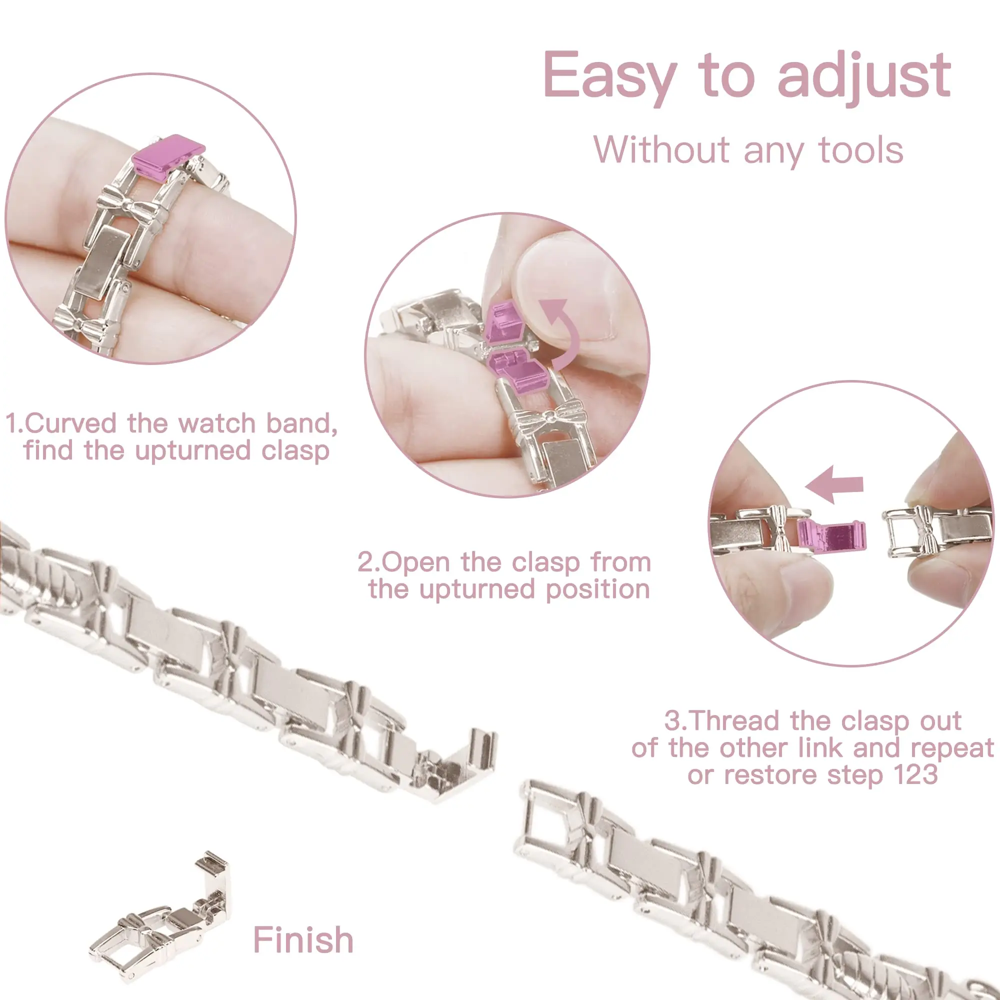 Elegant Diamond Butterfly Metal Bracelet Watch Strap