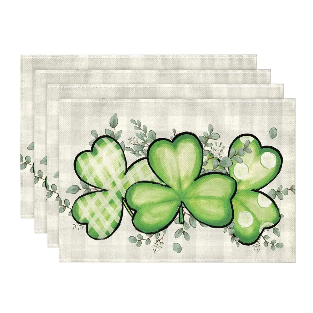 

Bufflao Plaid Shamrock St. Patrick's Day Placemats Set of 4,12x18 Inch Seasonal Spring Table Mats for Party Kitchen Dining Decor