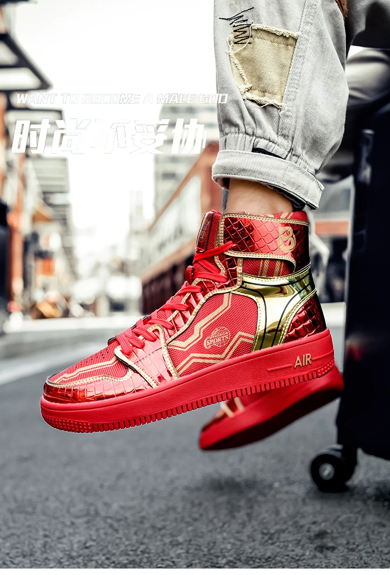 Description Picture 5 of item2022 Superstar Fashion High top Men's Shoes Couple Red Sneakers Mirror Luxury Designer Skateboard Shoes Men Vulcanized Sneakers