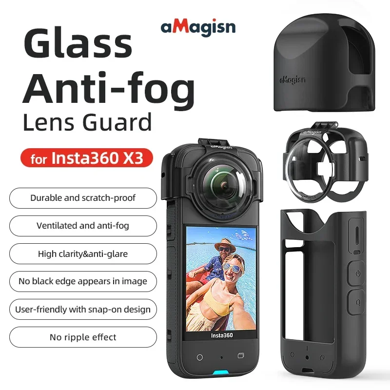 For aMagisn Glass Anti-fog Lens Guard for Insta360 X3 Removable Lens Guard Upgrade Optical Glass Protective Accessories