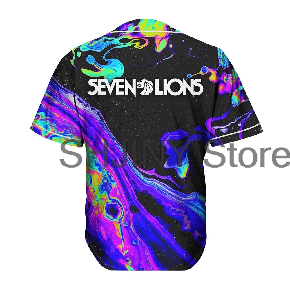 세븐 라이온스 오일 슬릭 저지, EDM 페스티벌, 2024 Merch 야구 재킷, 반팔 셔츠, 여성 스트리트웨어
