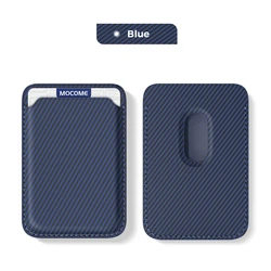 Checkered Magnetic Kevlar Leather Wallet Card Holder Case with Slim Magsafe Accessory (Blue)