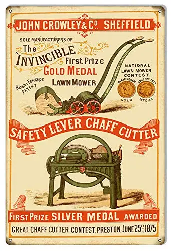 Vintage Metal Tin Sign Lawn Mower Outdoor Street Garage Signs & Home Bar Wall Decor Signs 12X8Inch chinchilla sign funny metal signs chinchilla warning sign vintage tin metal sign bar club cafe garage wall decor farm decor art