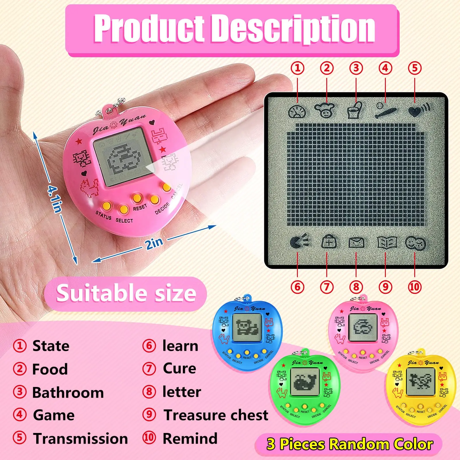 Electronic Pets Game Tamagotchi Nostalgic Toy in Russian Original German Spanish Polish Virtual Digital Pet Toys For Kids Pixel 2