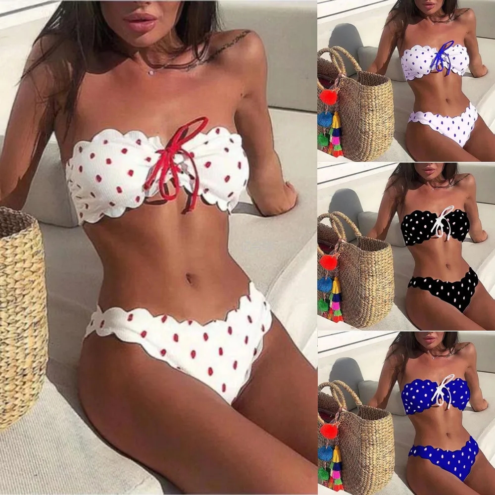 

Sexy Polka Dot Bikini Women 2023 Two Piece Swimsuit Push Up Swimwear Floral Side Bathing Suit Brazilian Beach Wear Swimming Suit