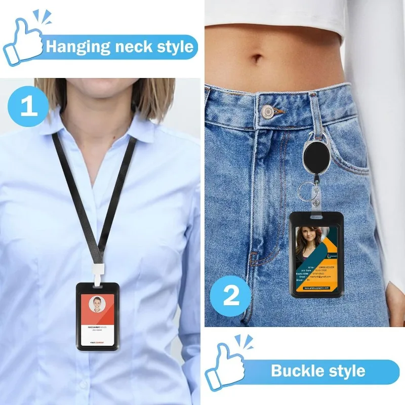 Plastic Badge Holder Working Permit Case with Badge Reel Clip Lanyard for Staff Pass ID Card id card holder id card case wallet card holder card holder credit card holder