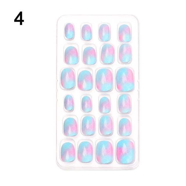 Candy False Nail Tips Children Cartoon Full Cover Kid Glue Self Fake Nail Art for Girls Manicure Tips Nail Decor