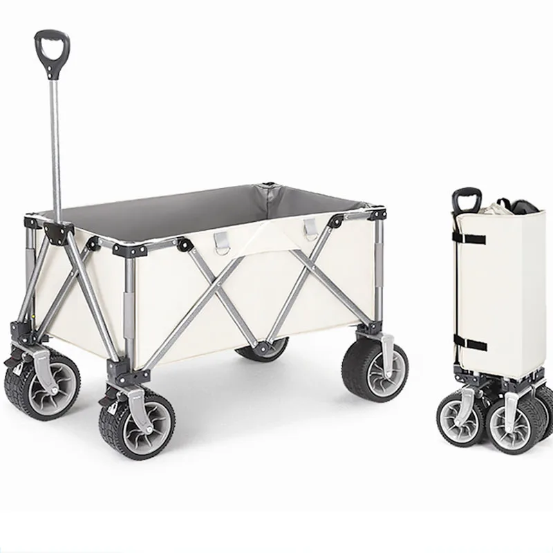 

European-style Outdoor Camping Trolley Folding Small Trailer Camp Trolley Shopping Cart Light and Simple Trolley